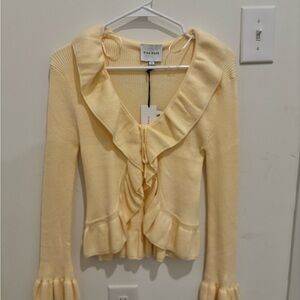 Pink Rose Cream Ribbed Sweater